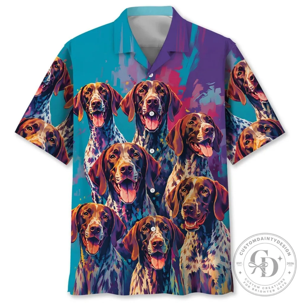 Colorful German Shorthaired Pointer Dog Breed Art Hawaiian Shirt Colorful German Shorthaired Pointer Dog Breed Art Hawaiian Shirt