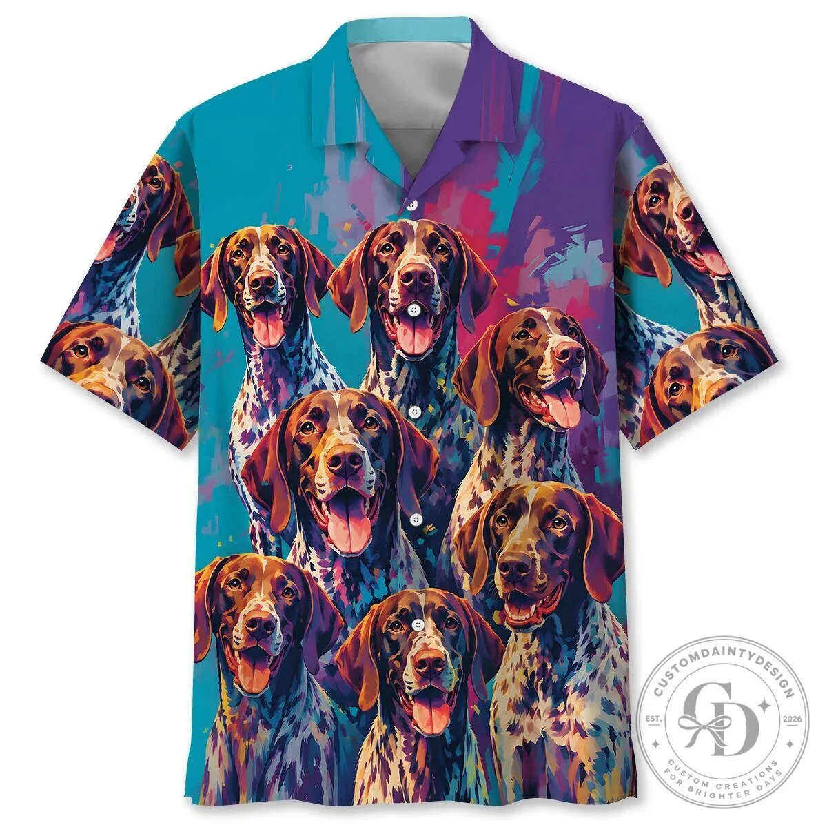 Colorful German Shorthaired Pointer Dog Breed Art Hawaiian Shirt