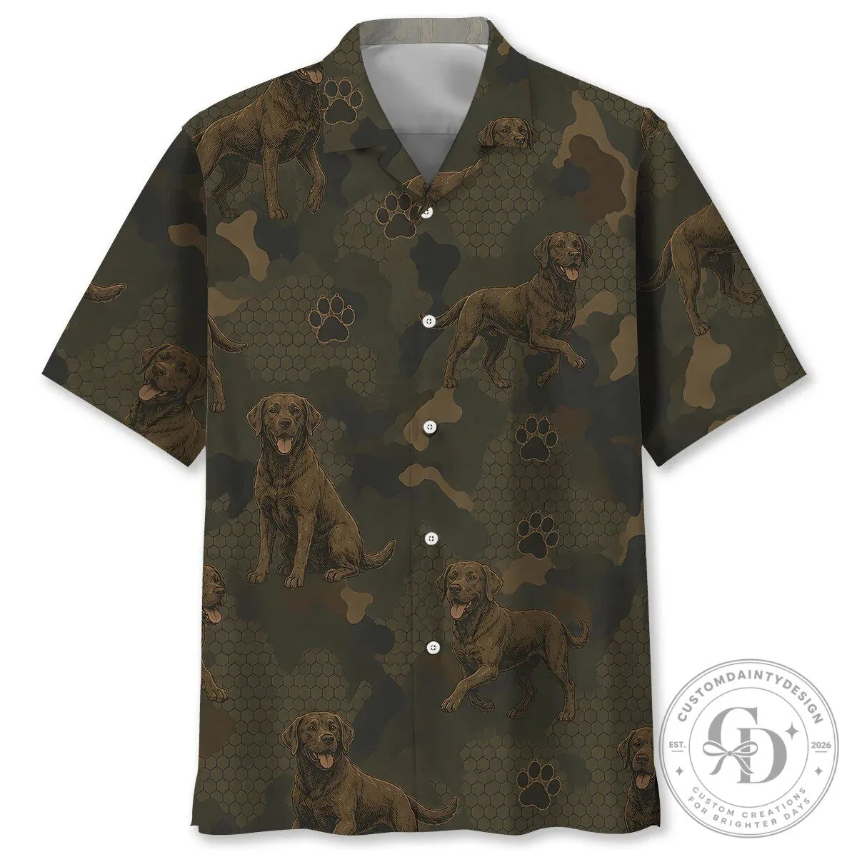 Chesapeake Bay Retriever Dog Camouflage Pattern Hawaiian Shirt