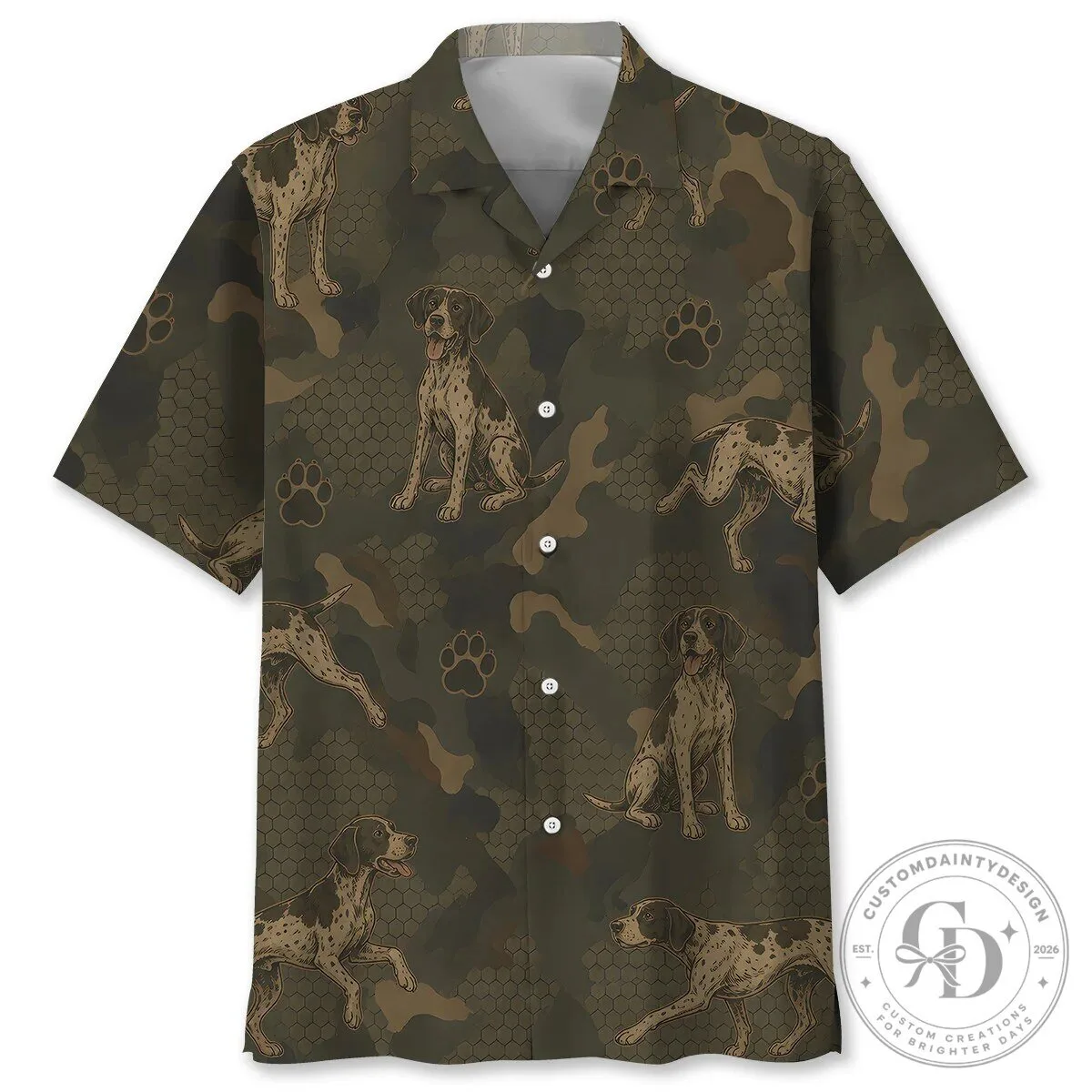 English Pointer Dog Camouflage Pattern Hawaiian Shirt