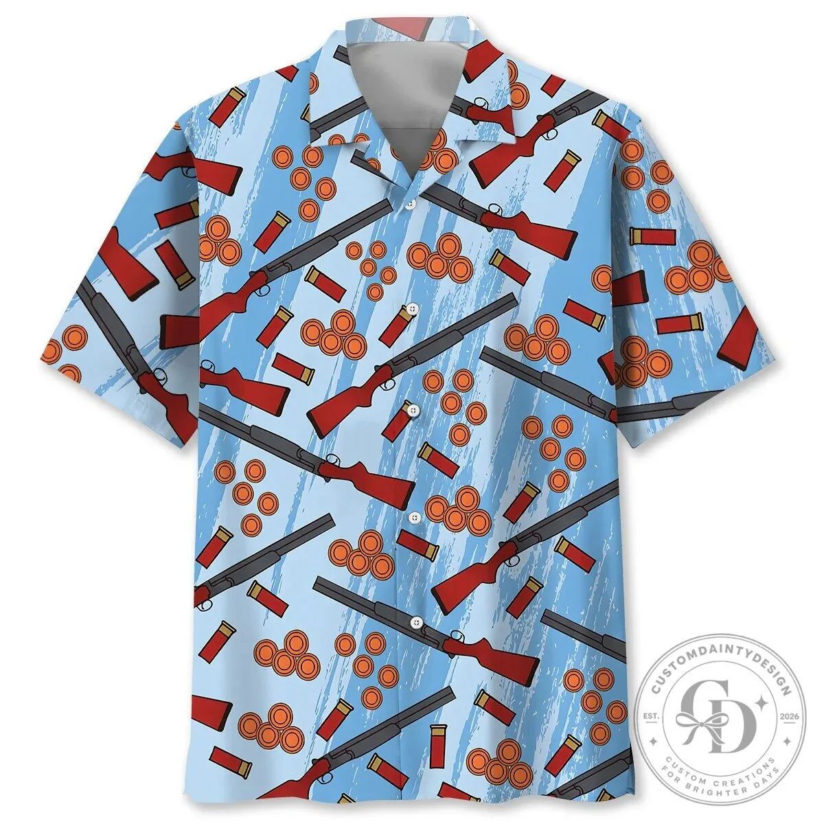 Clay Shooting Shotgun Shells Blue Sky Hunting Hawaiian Shirt