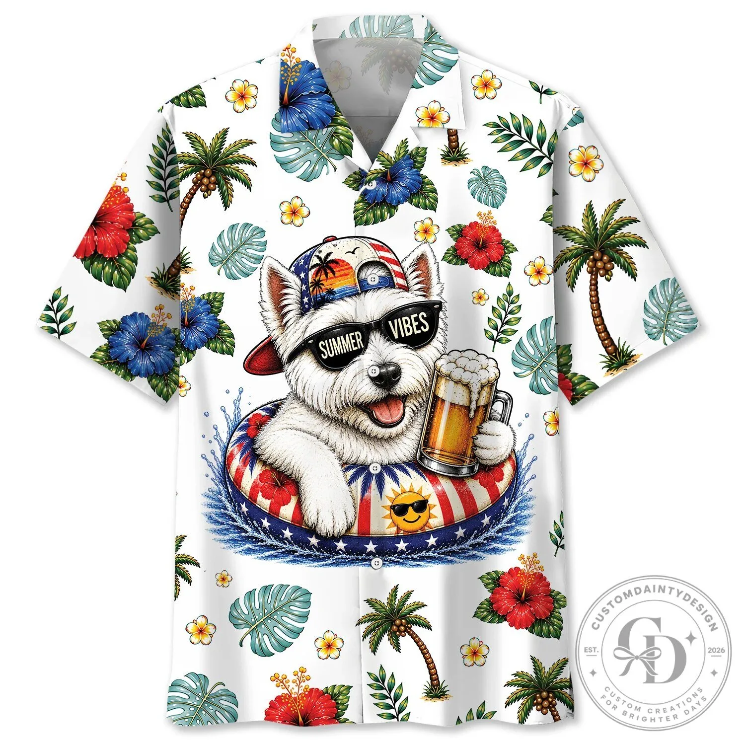 Funny West Highland White Terrier Dog Summer Vibes Hawaiian Shirt