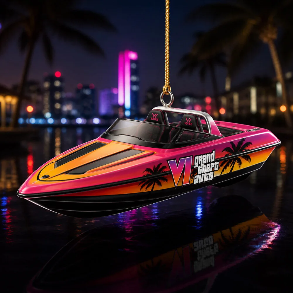 GTA 6 Speedboat Christmas Ornament 3D Collectible for Unique Gifts