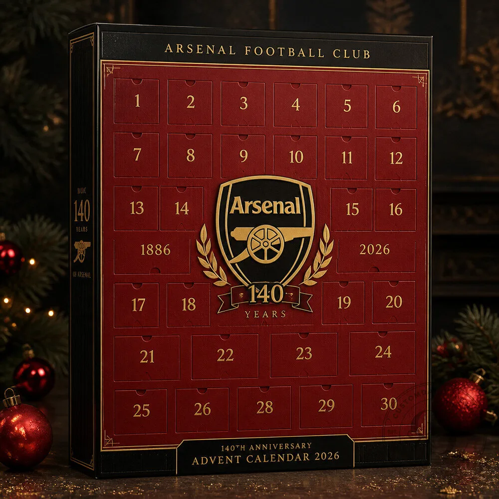 Arsenal 140th Anniversary Advent Calendar 2026 Soccer Fan Holiday Countdown Collectible