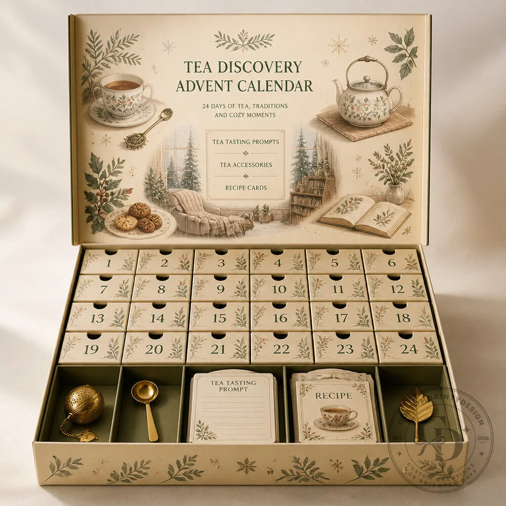 Tea Discovery Advent Calendar With Cozy Tea Ritual Cards and Non Consumable Tea Accessories