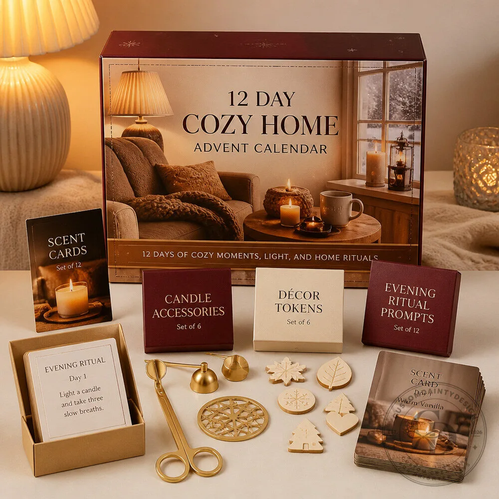 Cozy Home Advent Calendar With Candle Themes, Décor Tokens and Evening Prompts