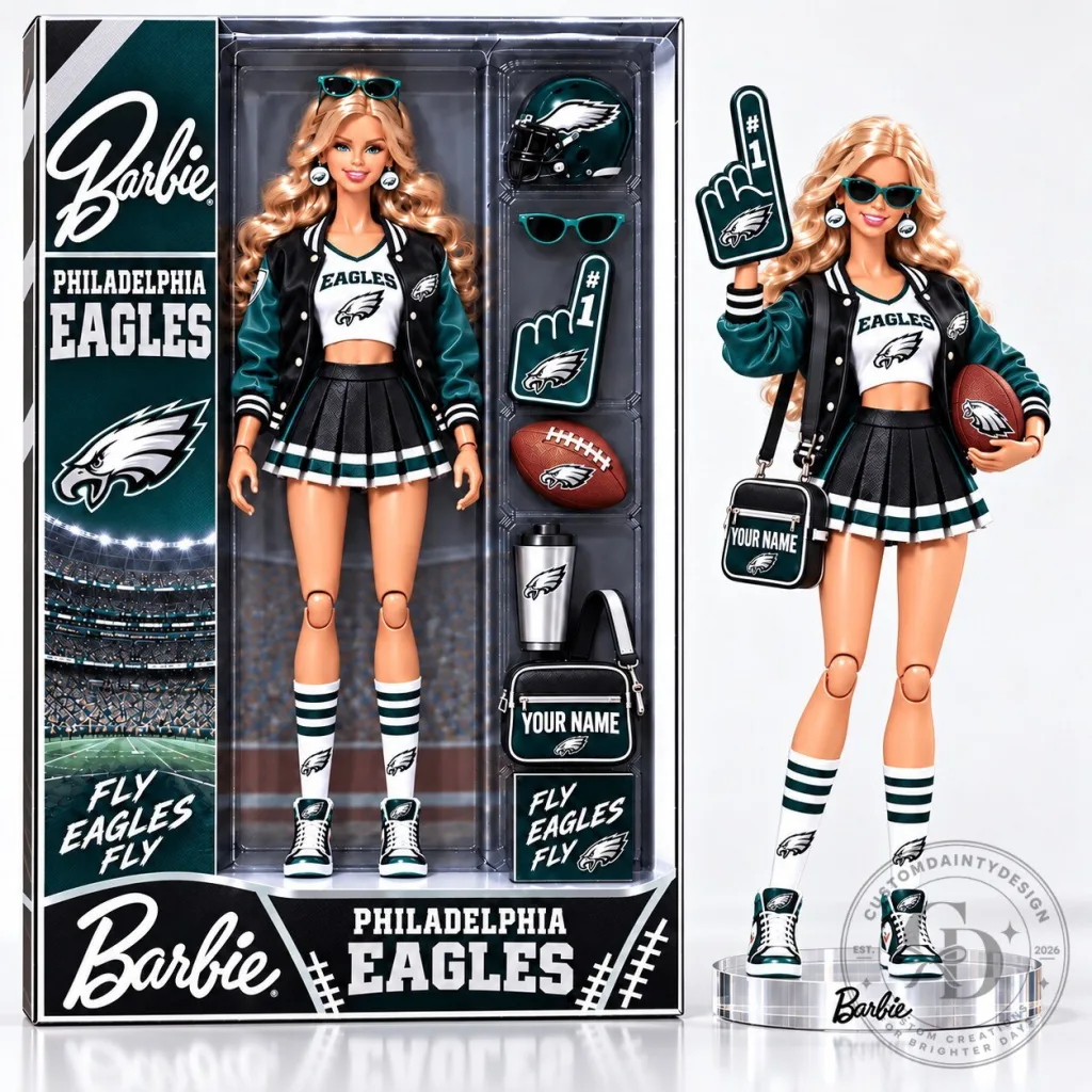 Philadelphia Eagles Barbie Custom Any Name Acrylic Block Plaque Philadelphia Eagles Barbie Custom Any Name Acrylic Block Plaque