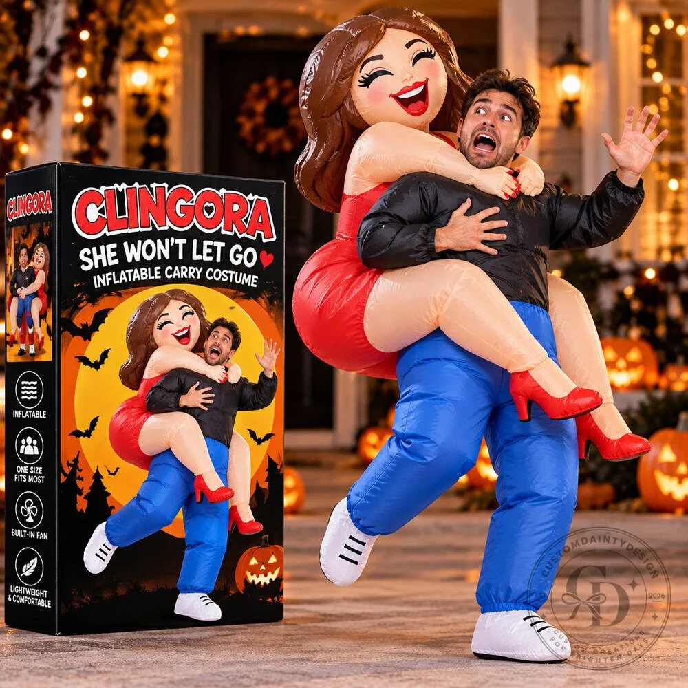 Funny “She Won’t Let Go” Clingora Inflatable Carry Costume 2026