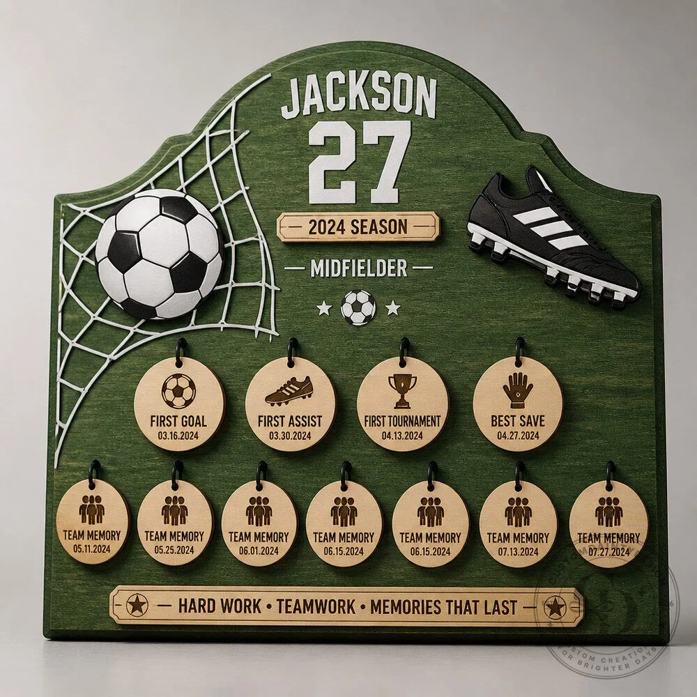 Personalized Soccer Season Keepsake With Milestone Tokens for Youth Players