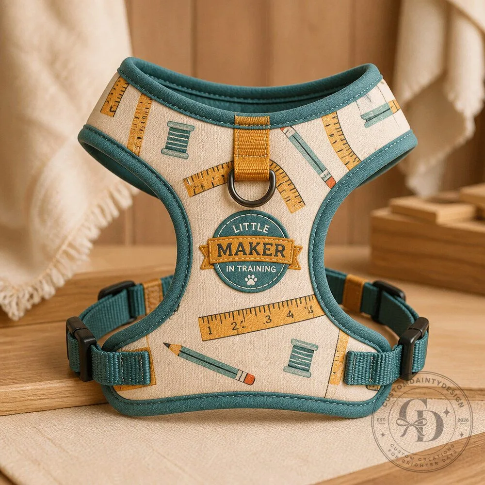 Craft Room Dog Harness Costume with Canvas Look Panel and Original Maker Badge